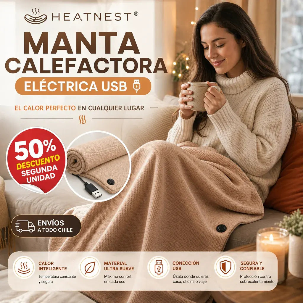 Manta Calefactora Eléctrica Carga USB