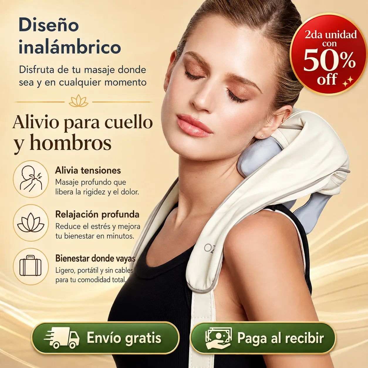 MASAJEADOR INALAMBRICO DE CUELLO HOMBROS